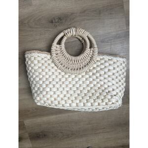 Woven Tote Bag in Natural Straw Ivory